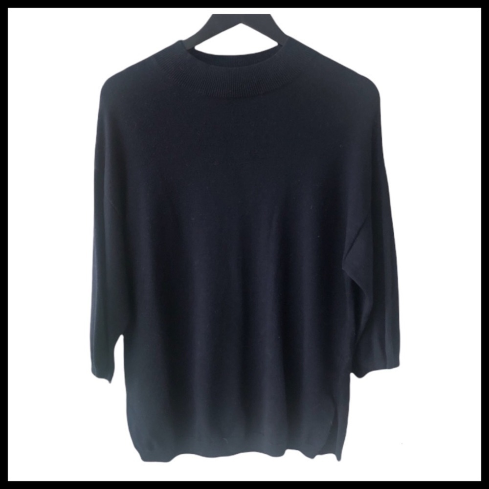 OAK + FORT Mock Neck 1/2 Sleeve Sweater